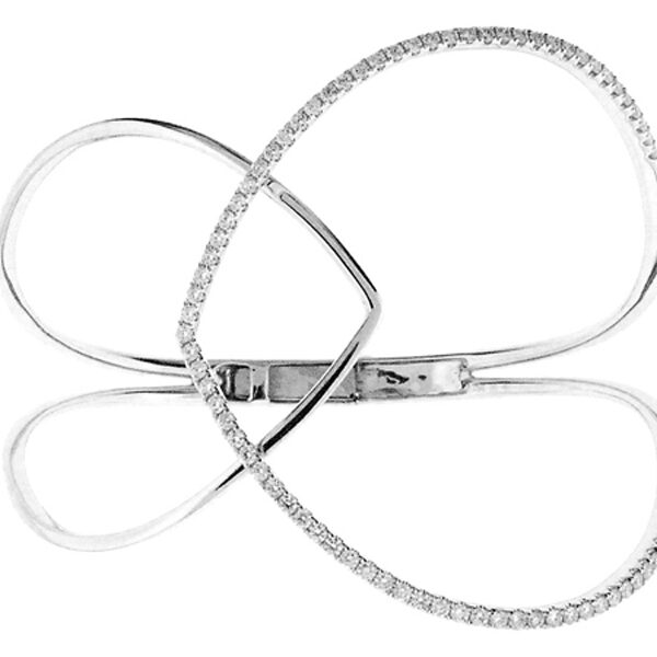 Diamond Fancy Cuff Bangle in 18K White Gold