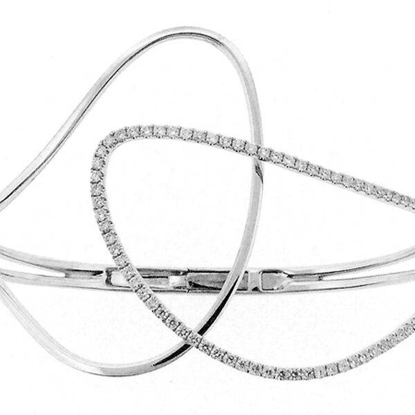 Diamond Fancy Cuff Bangle in 18K White Gold