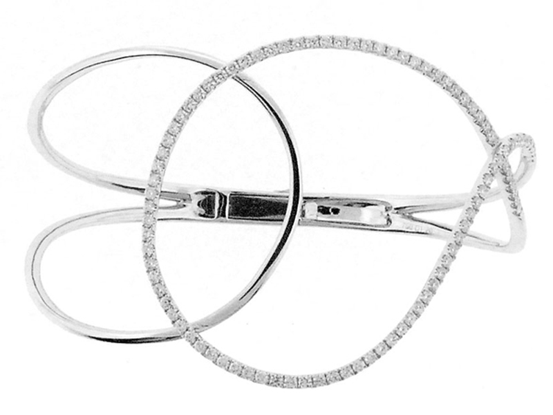Diamond Fancy Cuff Bangle in 18K White Gold