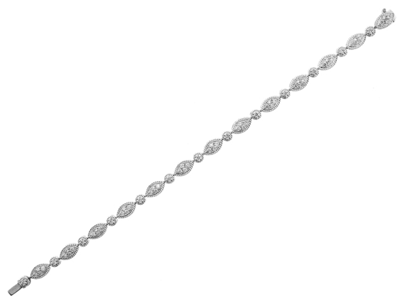 Embellished Diamond Pavé Tennis Bracelet in 18K White Gold