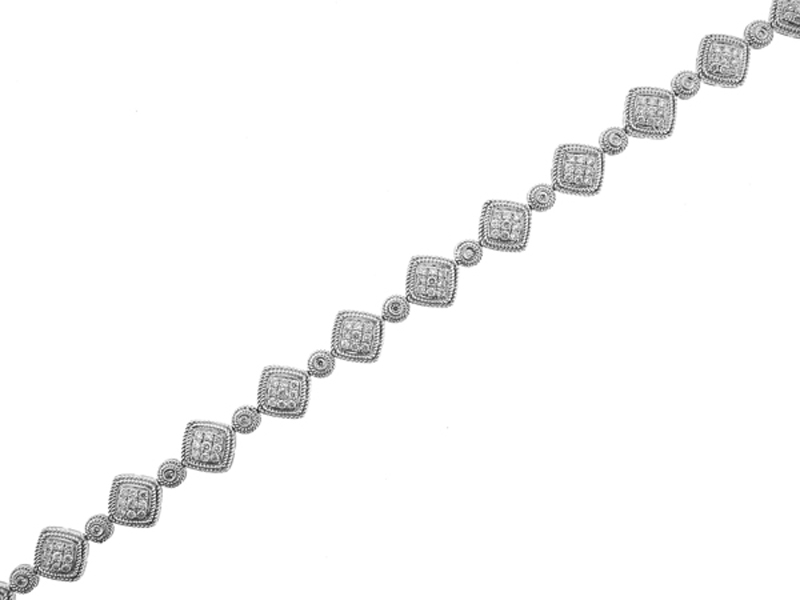 Pavé Set Double Rope Halo Diamond Tennis Bracelet in 18K White Gold