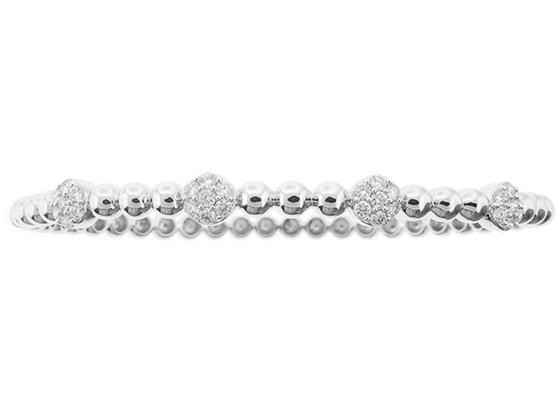 Diamond Beaded Style Bangle in 18K White Gold