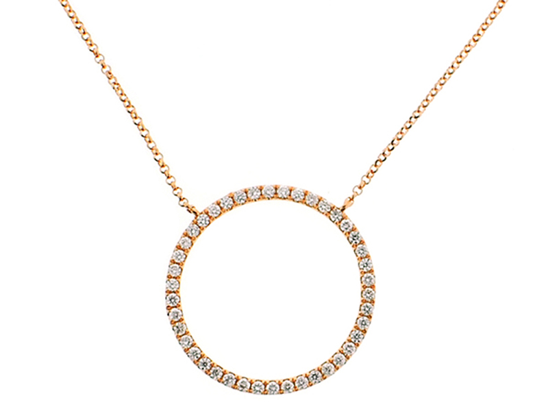 Circle of Life Necklace with Prong Set Diamonds in 18k Yellow Gold
