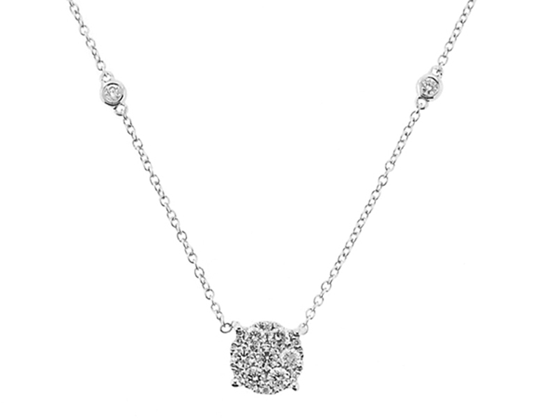 Diamond Necklace in 18K White Gold with Diamonds on the Chain