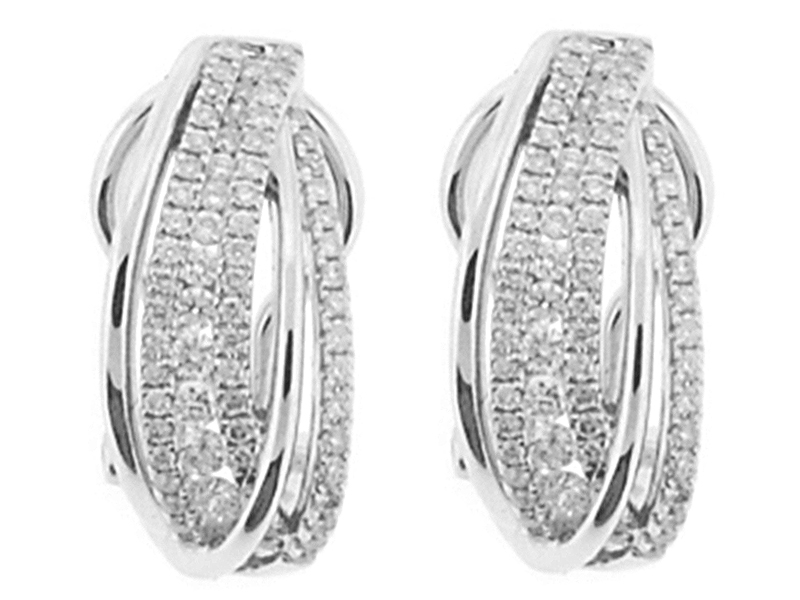 French Clip Diamond Earrings in 18K White Gold