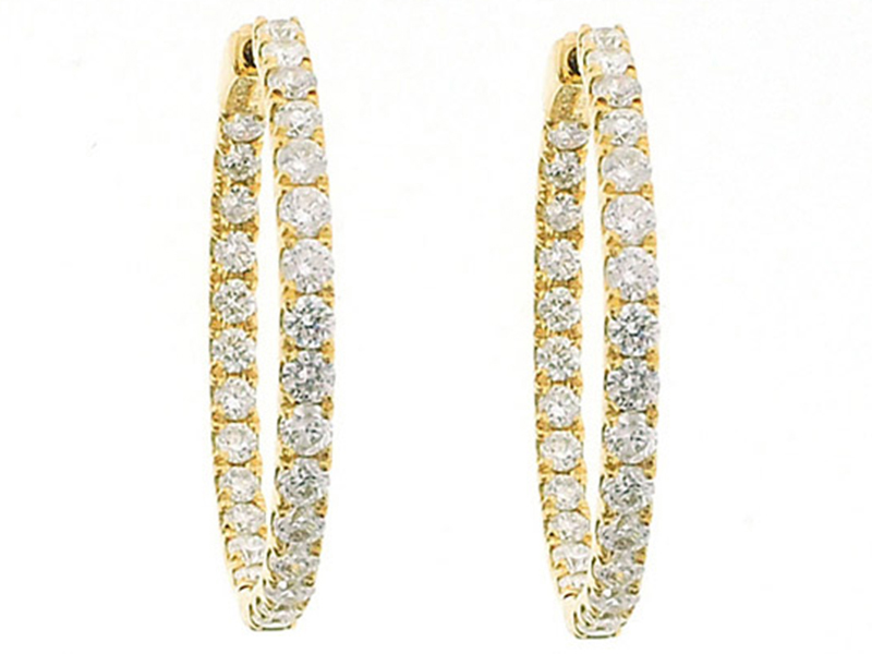 Inside Out Hoop Earrings with Round Diamonds Set in 18k Yellow Gold