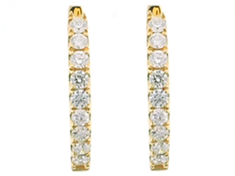 Hoop Earrings with Round Diamonds Set in 18k Yellow Gold