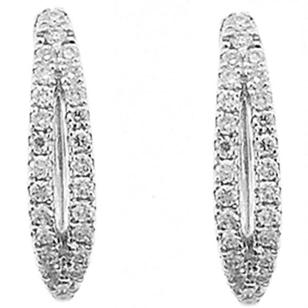 Huggie Earrings with Round Diamonds Set in 18k White Gold