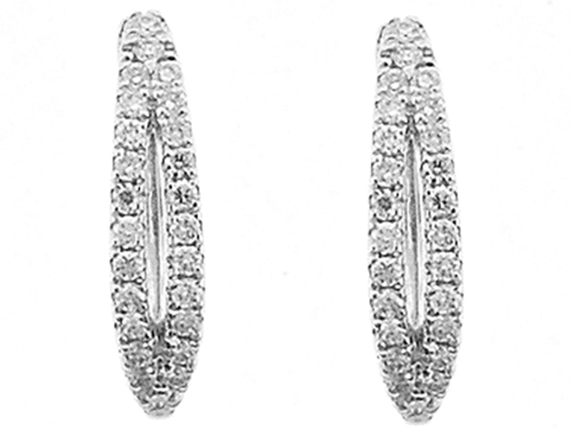 Huggie Earrings with Round Diamonds Set in 18k White Gold