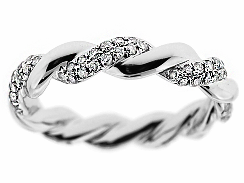 Twist Eternity Band with Micro-Pavé Set Round Diamonds in 18k White Gold