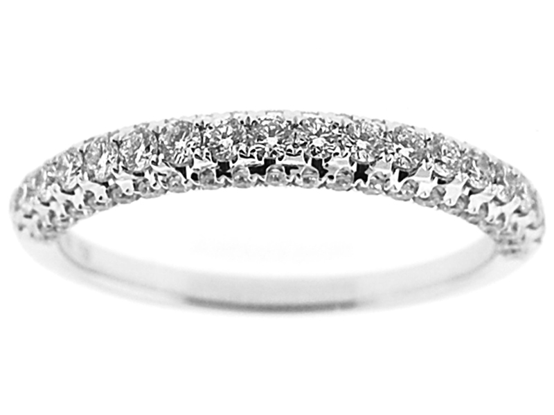 Three Side Band with Diamond Rows on Each Set in 18k White Gold