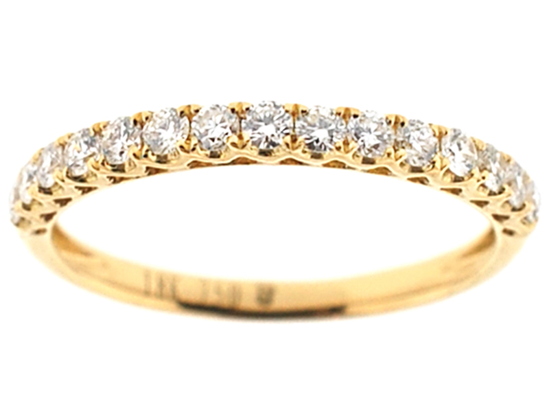 Single Row Micro-Prong Set Band with Round Diamonds in 18k Yellow Gold