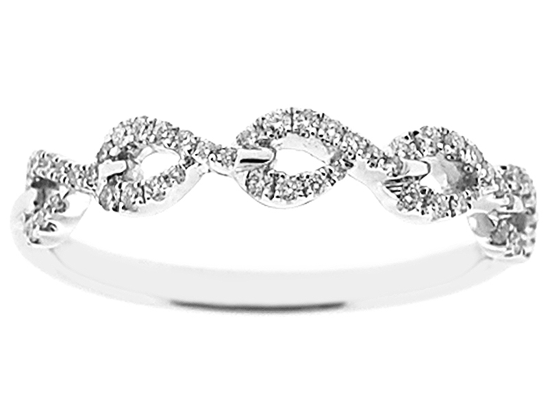 Right Hand Fashion Ring with Interlocking Swirls of Diamonds in 18k White Gold