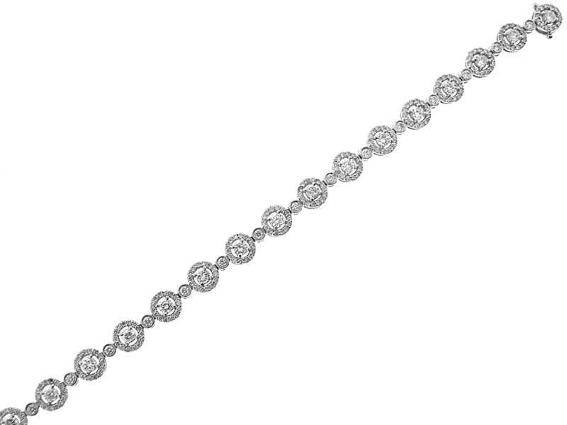 Tennis Bracelet with Combination Set Round Diamonds in 18k White Gold