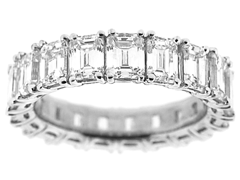 Eternity Band with Emerald Cut Diamonds Set in 18k White Gold