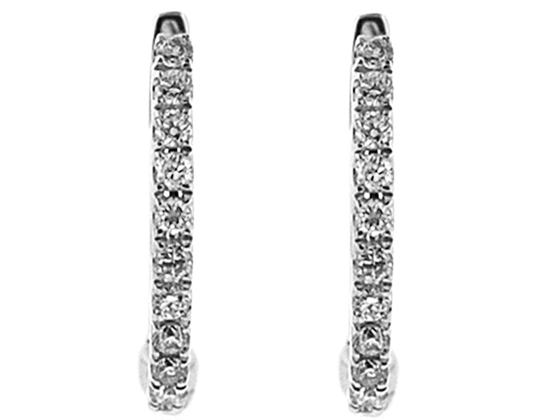 Hoop Earrings with Round Diamonds Set in 18k White Gold