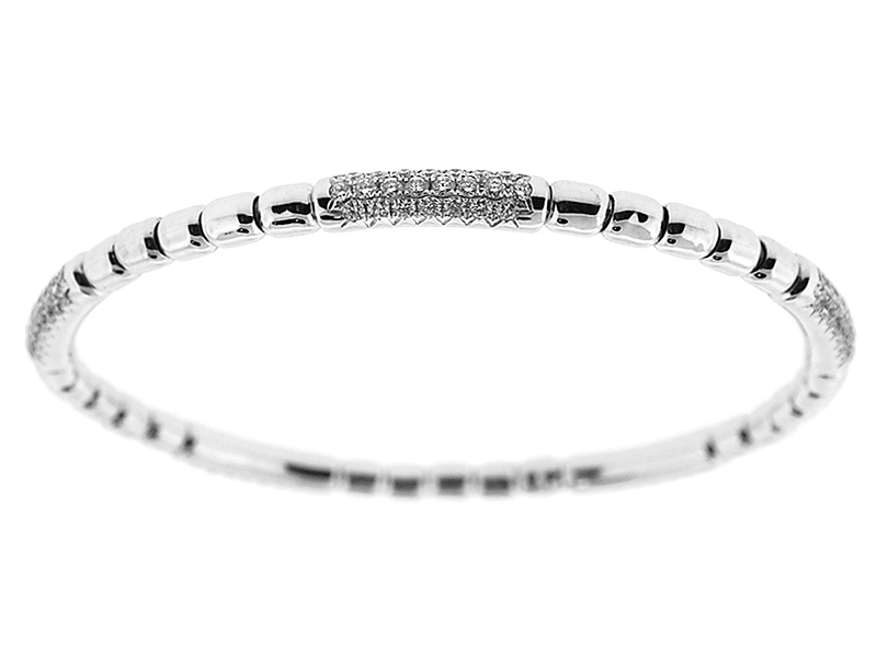 Bangle with Pavé Set Diamonds in 18k White Gold