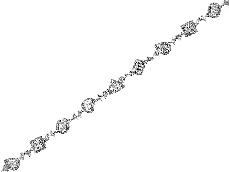 Tennis Bracelet with Fancy Shape Diamonds in 18K White Gold