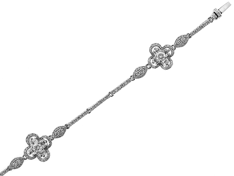 Tennis Bracelet with Fancy Shape Diamonds in 18K White Gold