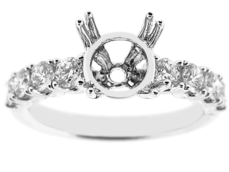 Single Row Diamond Engagement Ring in 18K White Gold