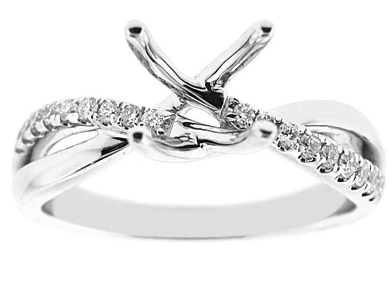 Twist Shank 0.17ct Diamond Engagement Ring in 18K White Gold