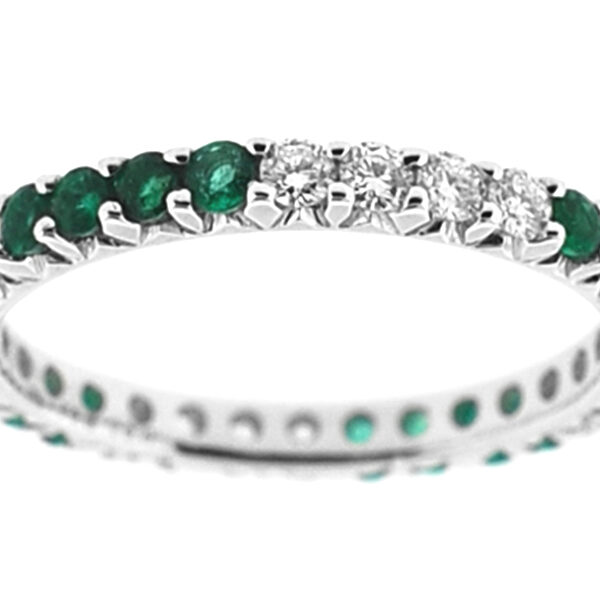 Emerald Eternity Band with Diamonds in 18K White Gold