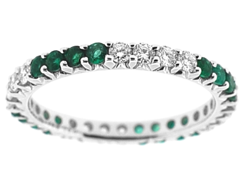 Emerald Eternity Band with Diamonds in 18K White Gold