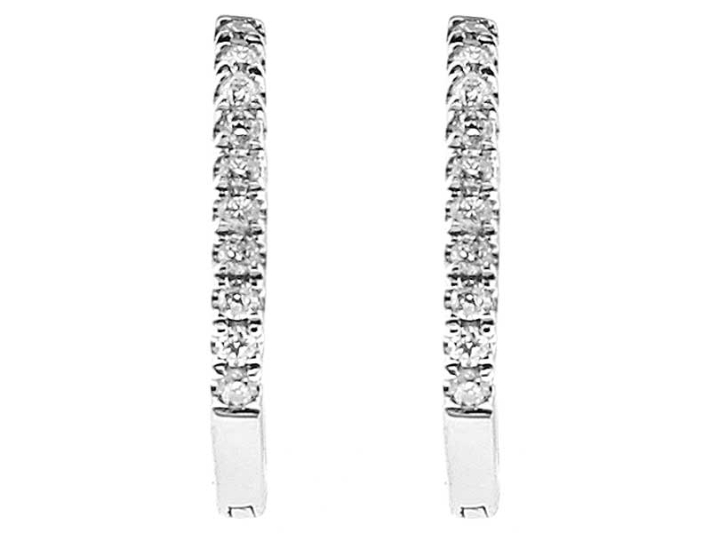 Hoop Earrings with Round Diamonds Set in 18k White Gold