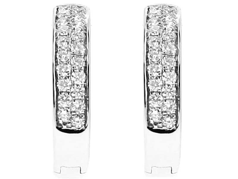 Huggie Earrings with Micro Pavé Set Round Diamonds in 18k White Gold