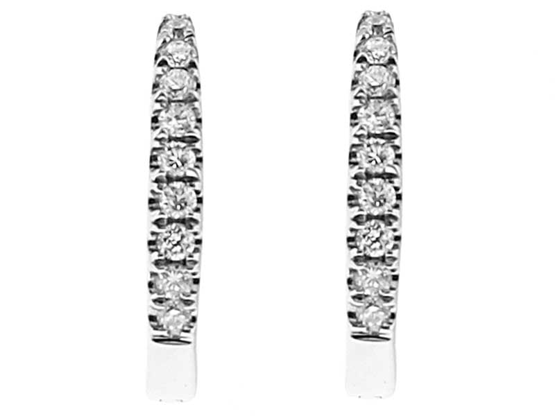 Hoop Earrings with Graduating Round Diamonds Set in 18k White Gold