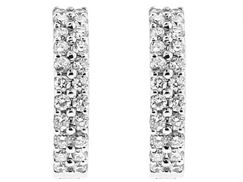 Double Row Hoop Earrings with Diamonds Set in 18k White Gold