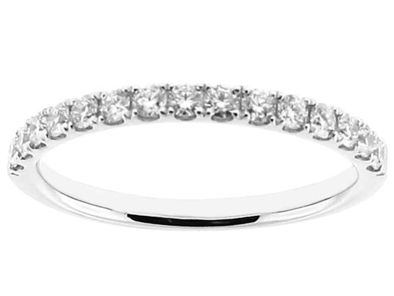 Single Row Band with Round Diamonds Set in 18k White Gold