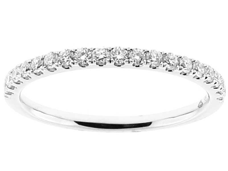 Single Row Band with Round Diamonds Set in 18k White Gold