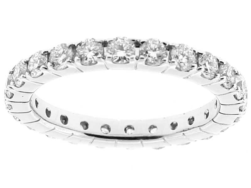 Single Row Eternity Band with Round Diamonds Set in 18k White Gold