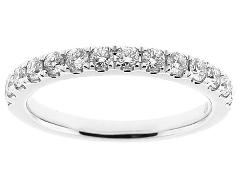 Single Row Band with Round Diamonds Set in 18k White Gold