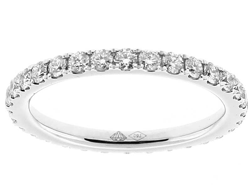 Single Row Eternity Band with Diamonds Set in 18k White Gold
