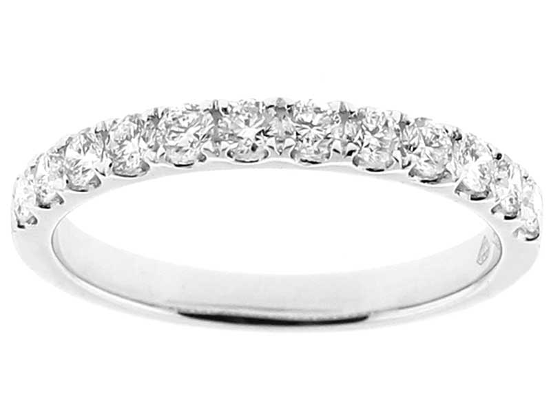 Single Row Band with Round Diamonds Set in 18k White Gold