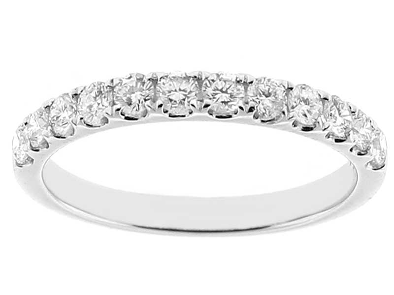 Single Row Band with Round Diamonds Set in 18k White Gold