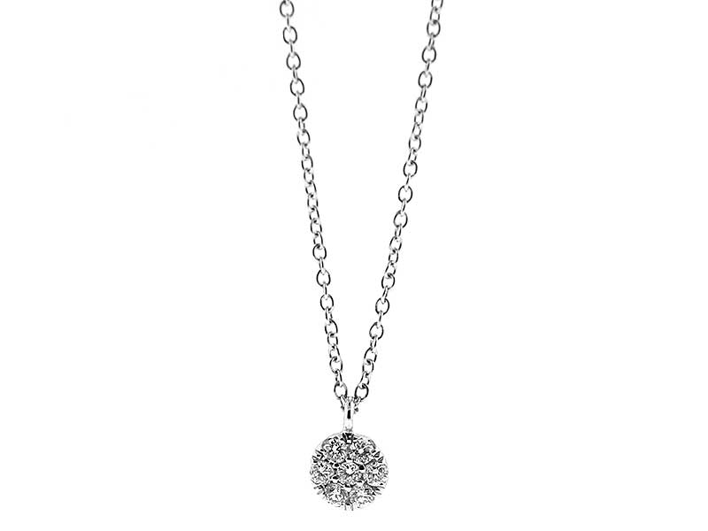 Round Necklace with Diamonds Set in 18k White Gold