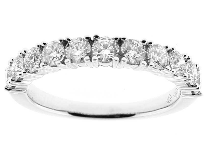 Single Row Band with 11 Round Diamonds Set in 18k White Gold
