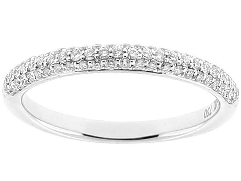 Ladies Wedding Band with Micro Pavé Set Diamonds in 18k White Gold