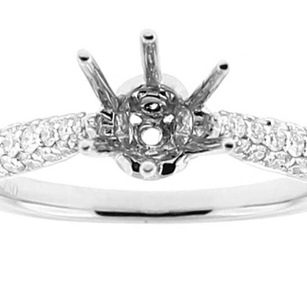 Semi Mount Engagement Ring with Micro Pavé and Channel Set Diamonds in 18k White Gold