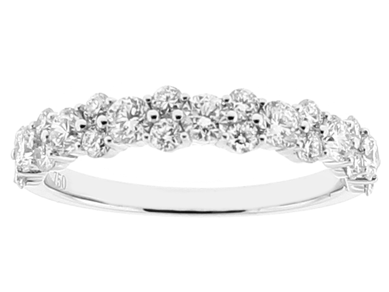 Ladies Wedding Band with Diamonds in 18k White Gold