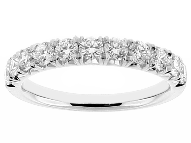 Ladies Single Row Wedding Band with Diamonds in 18kt White Gold