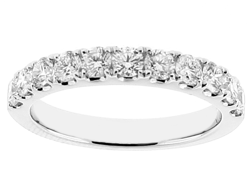 Ladies Single Row Wedding Band with Diamonds in 18k White Gold