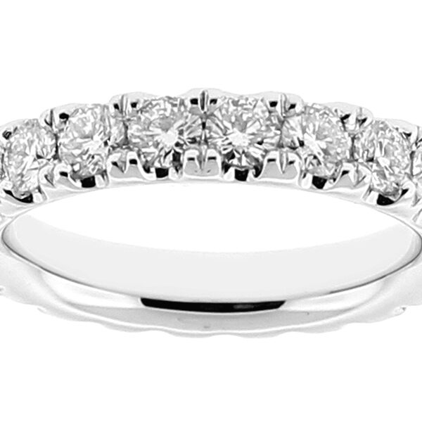 Ladies Single Row Eternity Band with Diamonds in 18k White Gold