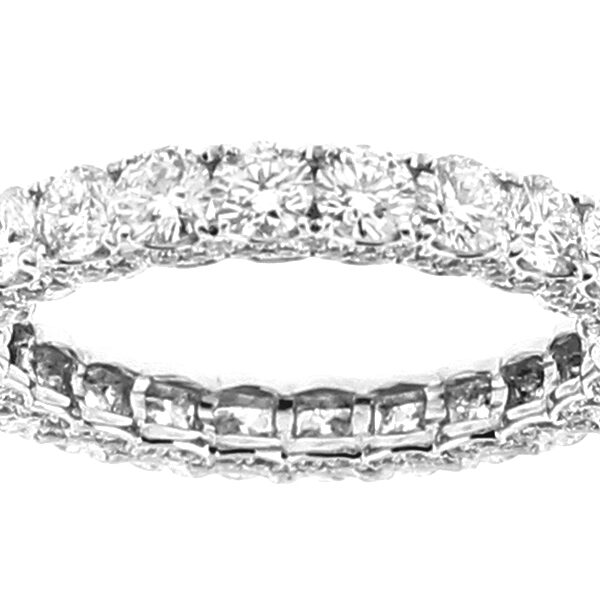 Ladies Single Row Eternity Band with Micro Pavé Set Diamonds in 18k White Gold