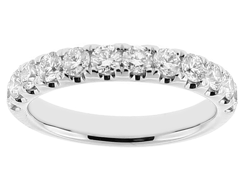Ladies Single Row Wedding Band with Diamonds in 18kt White Gold