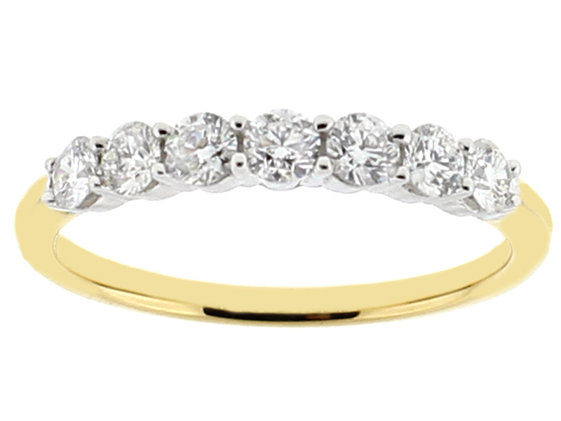 Ladies Two Tone Wedding Band with Diamonds in 18k White and Yellow Gold