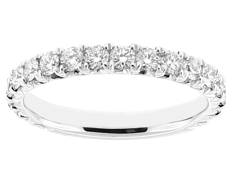 Ladies Single Row Wedding Band with Diamonds in 18k White Gold